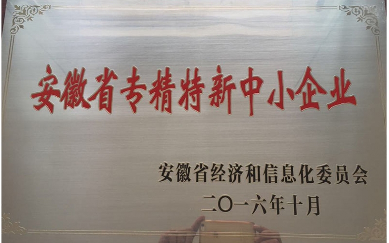 安徽省專精特新中小企業(yè)證書(shū)